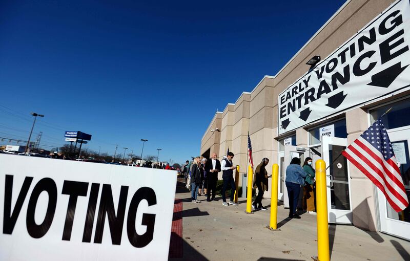 Voters in Columbus, Ohio, cast their ballots during early voting at the Franklin County Board of Elections on the eve of the US midterms. AFP