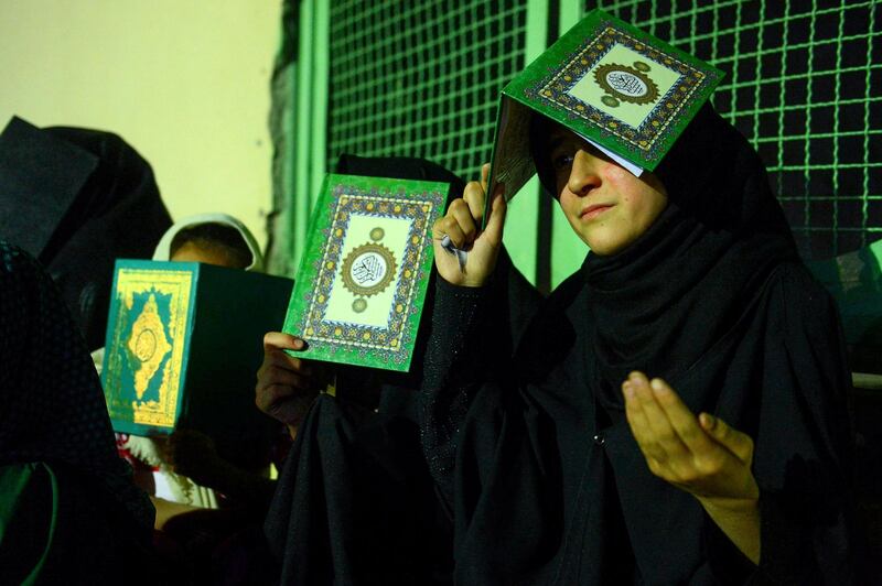 Afghan pray during Laylat Al Qadr at a mosque in Herat. AFP