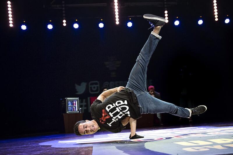 B-Boy Peppa beat 16 of the UAE’s best breakdancers to win a spot in the Red Bull BC One championship in Algeria this September. Courtesy Nika Kramer, Red Bull 