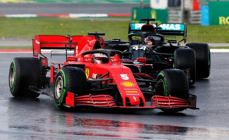 Sebastian Vettel of Ferrari at Istanbul track on Sunday. Getty