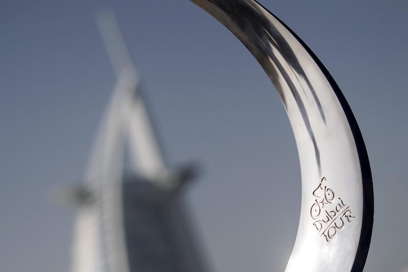 The Dubai Tour 'circle of stars' trophy. Angelo Carconi / ANSA