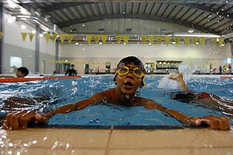 Abdulah Ibrahim, aged seven, is one of many schoolchildren benefitting from the use of the swimming pool at Al Wasl.