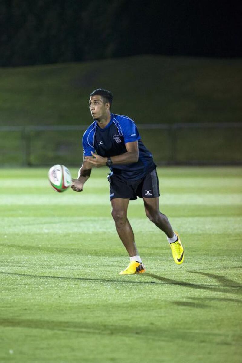 Hassan Al Noobi was entrusted with line-kicking duties during the UAE's game against Lloyd's RFC last week. Antonie Robertson / The National