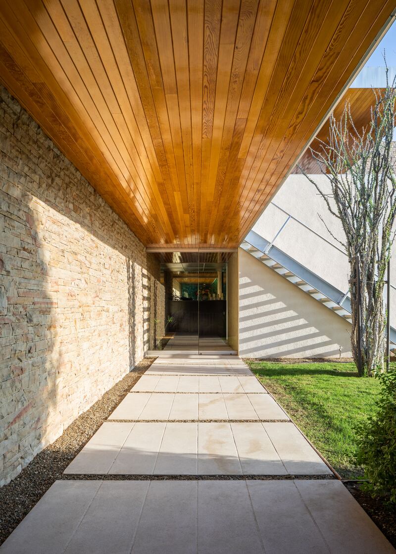 A long passageway within the property