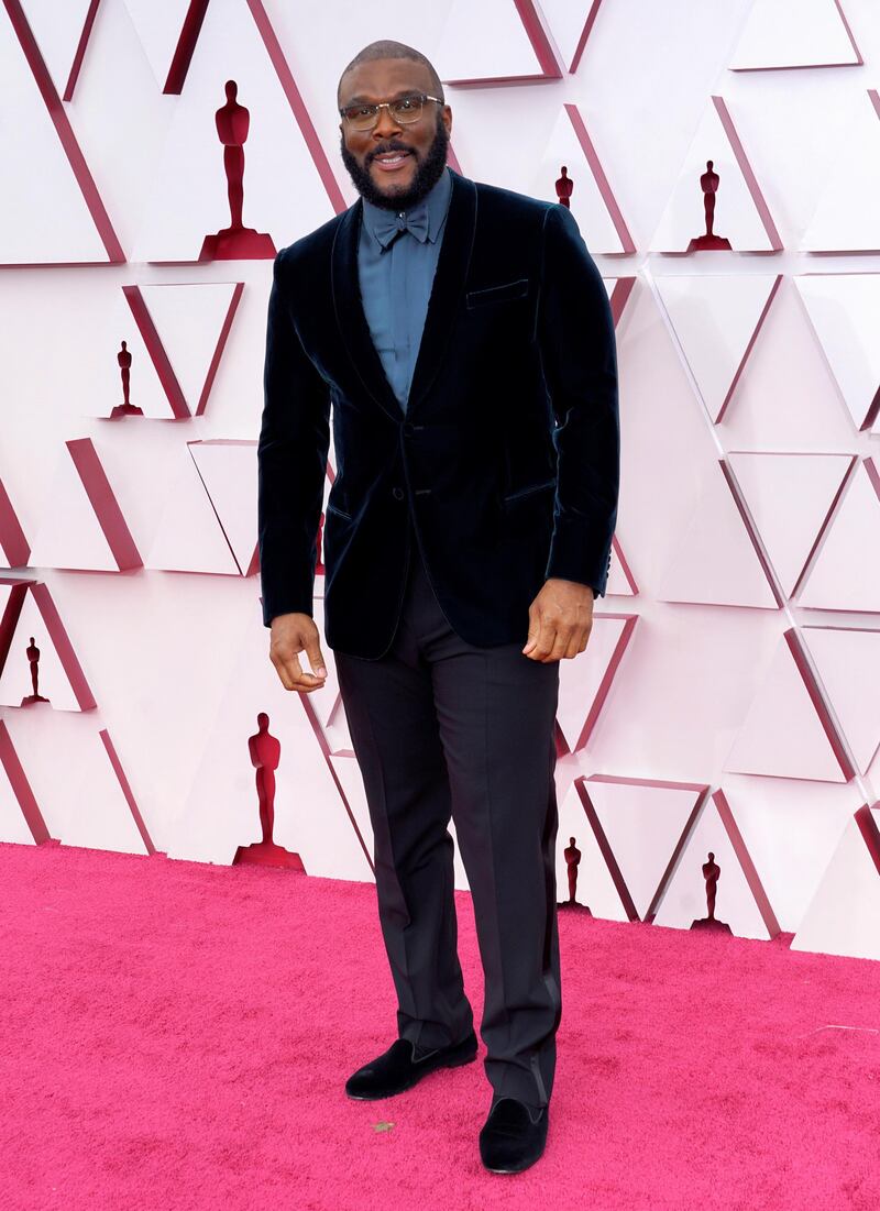 Tyler Perry arrives at the 93rd Academy Awards at Union Station in Los Angeles, California, on April 25, 2021. EAPPA