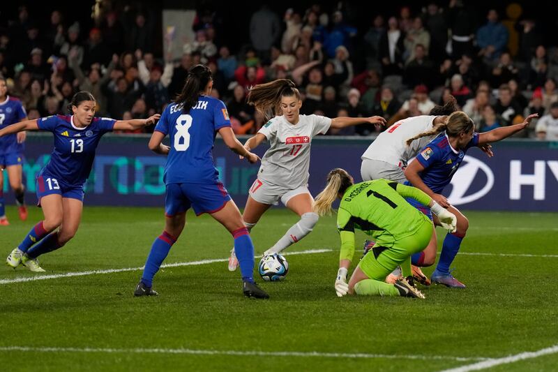 Switzerland's Seraina Piubel shoots to score during the second half. AP Photo