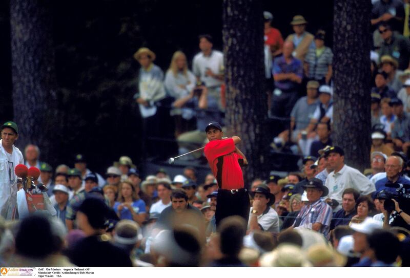 Golf - 1997 US Masters - Augusta National, Georgia. Mandatory Credit: Action Images/Bob Martin. Tiger Woods - USA.