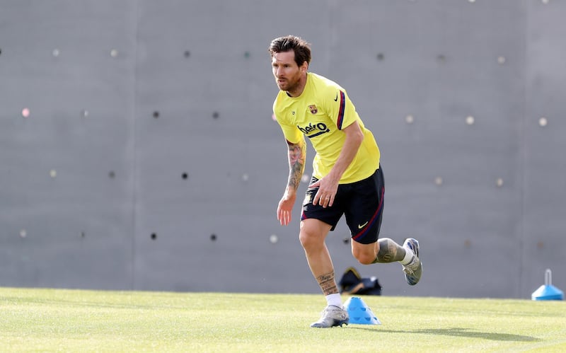 Leo Messi at the training session