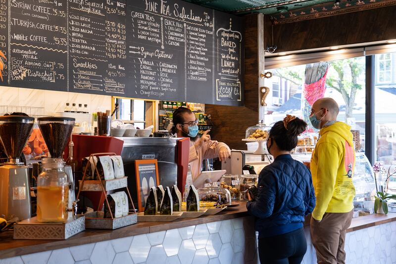 Pistachio Cafe in New Haven, Connecticut, which was inspired by the 'cultural salon' that Hafez's mother presided over in their home on the outskirts of Damascus. Sophie Tremblay / The National
