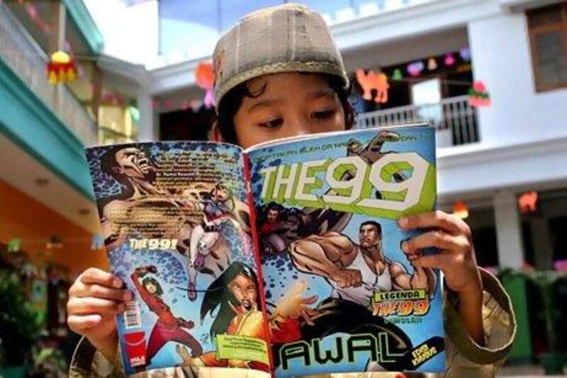 The 99 comic book franchise, created by Naif Al Mutawa of Kuwait, has followers such as this young Indonesian boy, above. Adek Berry / AFP