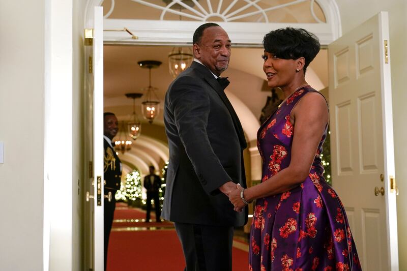 Keisha Lance Bottoms, senior advisor to the president for public engagement, and her husband Derek Bottoms arrive. AP Photo