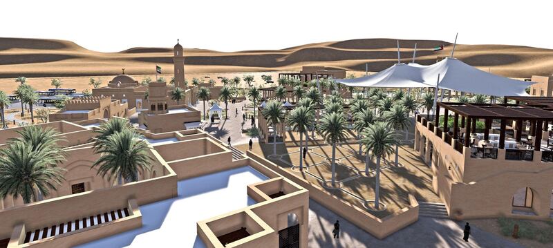 An artist's impression of the Al Badayer Oasis complex, due to open by the end of this year. Courtesy Shurooq