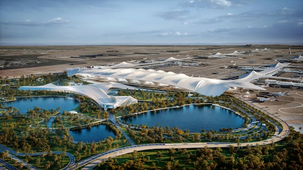 Spread across 70 square kilometres, the new Al Maktoum International Airport will be five times the size of Dubai International Airport. Photo: Dubai government via AP