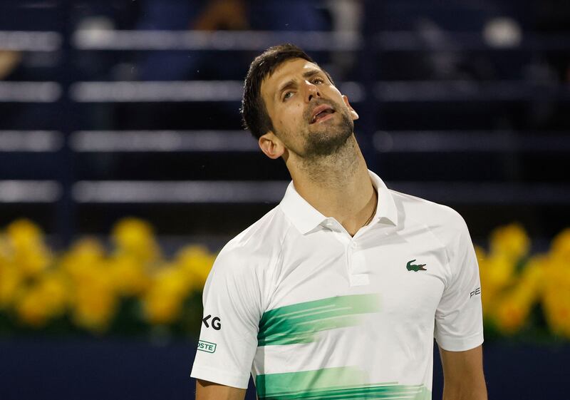 Novak Djokovic during his quarter-final match against Jiri Vesely at the Dubai Duty Free Tennis Championships. Reuters
