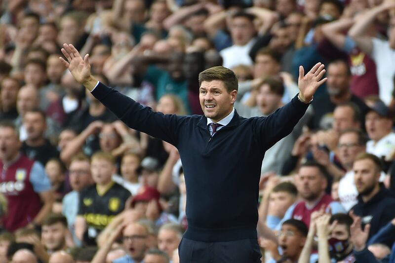 Aston Villa coach Steven Gerrard was pleased with a point. AP