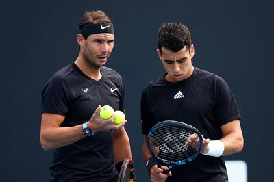 Rafael Nadal began his season by playing in the doubles alongside Jaume Munar at the Melbourne Summer Set. Getty Images