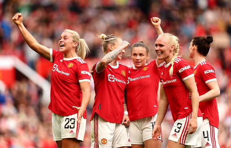 Alessia Russo celebrates with teammates. Getty