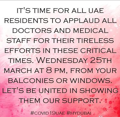 A message of support being ciculated on social media in the UAE. 