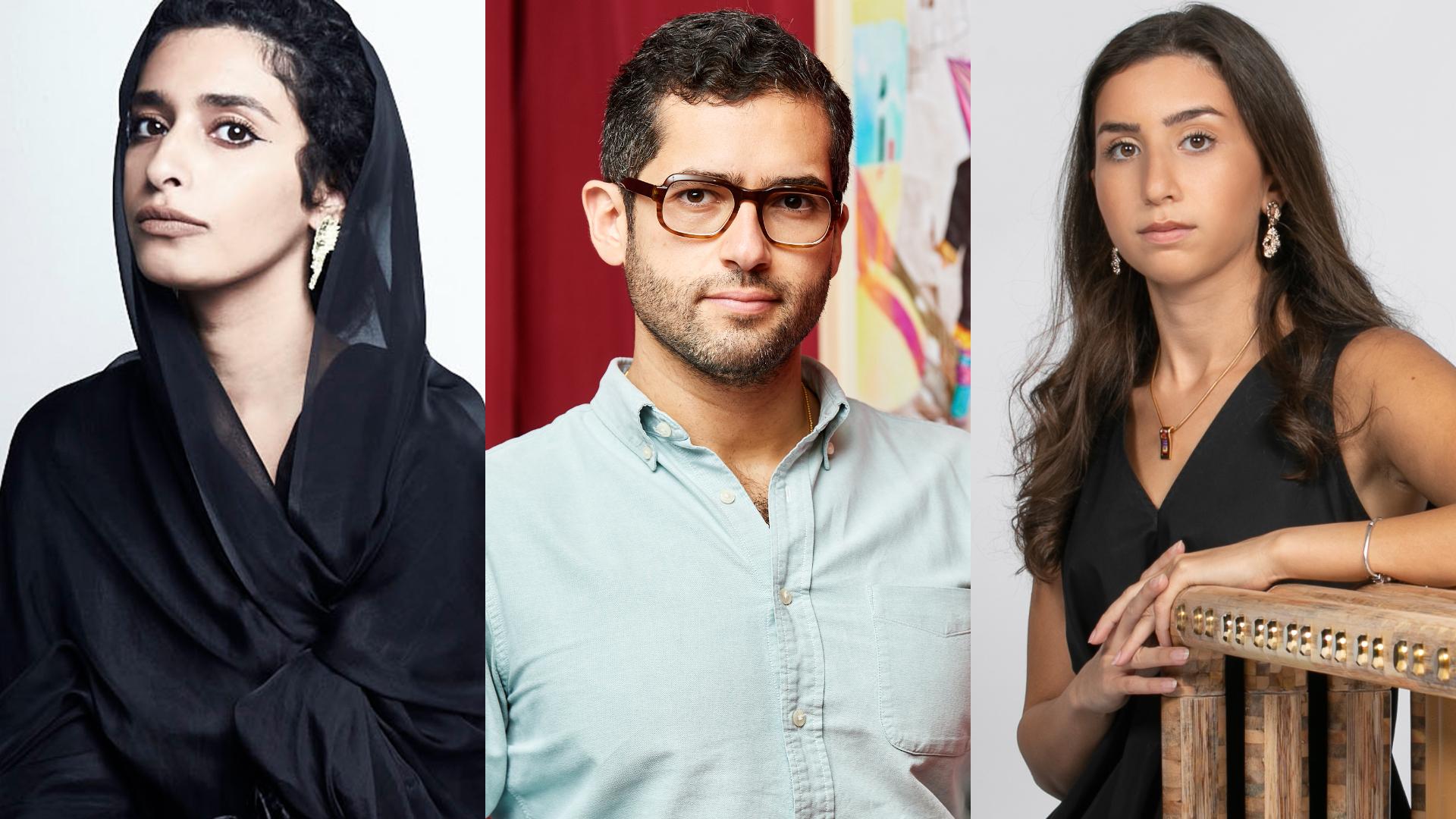 The three recipients of the Tashkeel Scholarship Fund: Alia Bin Omair, Faissal El Malak and Lina Ghalib. Courtesy Tashkeel