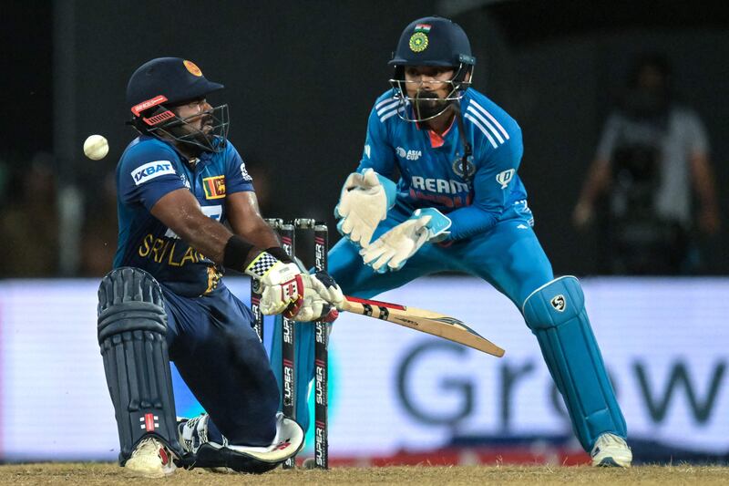 Sri Lanka's Charith Asalanka plays a shot. AFP