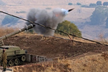 Soldiers in Israel's artillery unit take part in a drill at the military base of Har Dov in the annexed Golan Heights. AFP