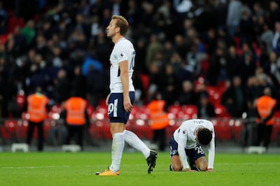 Soccer Football - Premier League - Tottenham Hotspur vs Swansea City - Wembley Stadium, London, Britain - September 16, 2017   Tottenham's Harry Kane and Dele Alli look dejected after the match                REUTERS/Eddie Keogh    EDITORIAL USE ONLY. No use with unauthorized audio, video, data, fixture lists, club/league logos or "live" services. Online in-match use limited to 75 images, no video emulation. No use in betting, games or single club/league/player publications. Please contact your account representative for further details.