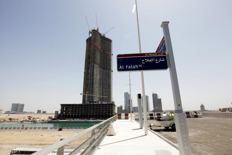 The 31-storey, 67,300 square metre Gensler-designed NBAD building being built on Al Maryah Island. Christopher Pike / The National