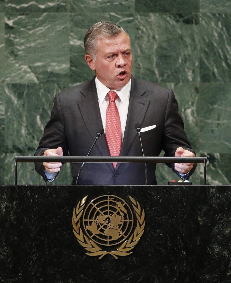 King Abdullah II ibn Al Hussein addresses the General Debate of the General Assembly of the United Nations at United Nations Headquarters.  EPA