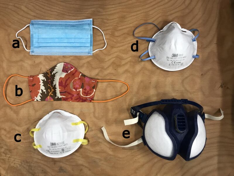 The seven type of masks tested. University of Edinburgh