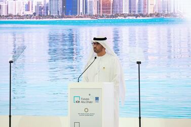 *** GENERAL CAPTION *** AL MARYAH ISLAND, ABU DHABI, UNITED ARAB EMIRATES - March 29, 2021: HH Sheikh Mansour bin Zayed Al Nahyan, UAE Deputy Prime Minister and Minister of Presidential Affairs () attends the launch of Murban crude futures trading at Abu Dhabi Global Market, Al Maryah Island. ( Hamad Al Kaabi / Ministry of Presidential Affairs )​ ---