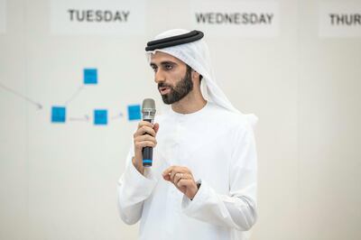 DUBAI, UNITED ARAB EMIRATES. 24 JANUARY 2019. Future Foundation, AREA 2071. Techstars Dubai Accelerator Startup Meeting. Faisal Al Hammadi, CEO of Yacob. (Photo: Antonie Robertson/The National) Journalist: Nick Webster. Section: National.