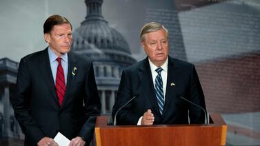 graham
Senator Lindsey Graham (R-SC) and Senator Richard Blumenthal (D-CT) speak during a news conference on declaring Russia as a state sponsor of terrorism, at the US Capitol in Washington, DC, on May 10, 2022.  (Photo by Stefani Reynolds  /  AFP)