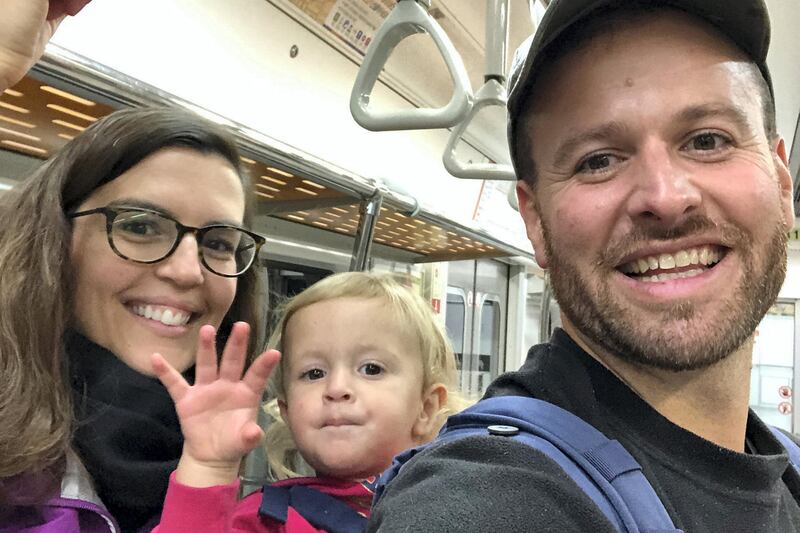 Emmanuel Samoglou on the Seoul Metro with his family. Courtesy Emmanuel Samoglou