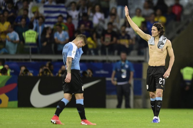 Edinson Cavani of Uruguay waves the fans after the Copa America Brazil 2019 Group C match between Uruguay and Ecuador at Mineirao Stadium in Belo Horizonte, Brazil. Getty Images