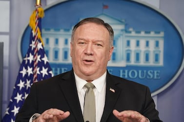 US Secretary of State Mike Pompeo addresses the daily coronavirus task force briefing at the White House in Washington, US, April 8, 2020. Reuters