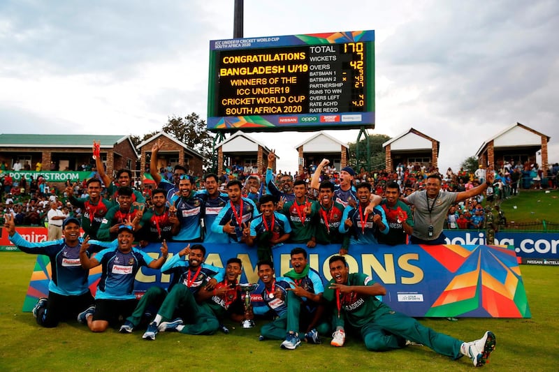 Bangladesh lifted the ICC Under-19 World Cup title after defeating India by three wickets in Potchefstroom on Sunday. AFP