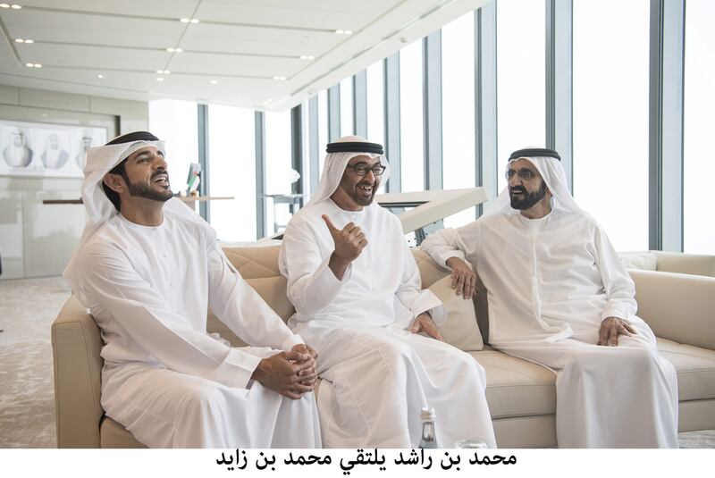 Pictured: Sheikh Hamdan, Crown Prince of Dubai, with Sheikh Mohammed bin Zayed, Crown Prince of Abu Dhabi and Deputy Supreme Commander of the Armed Forces in Abu Dhabi and Sheikh Mohammed bin Rashid, Vice President and Ruler of Dubai. Supplied