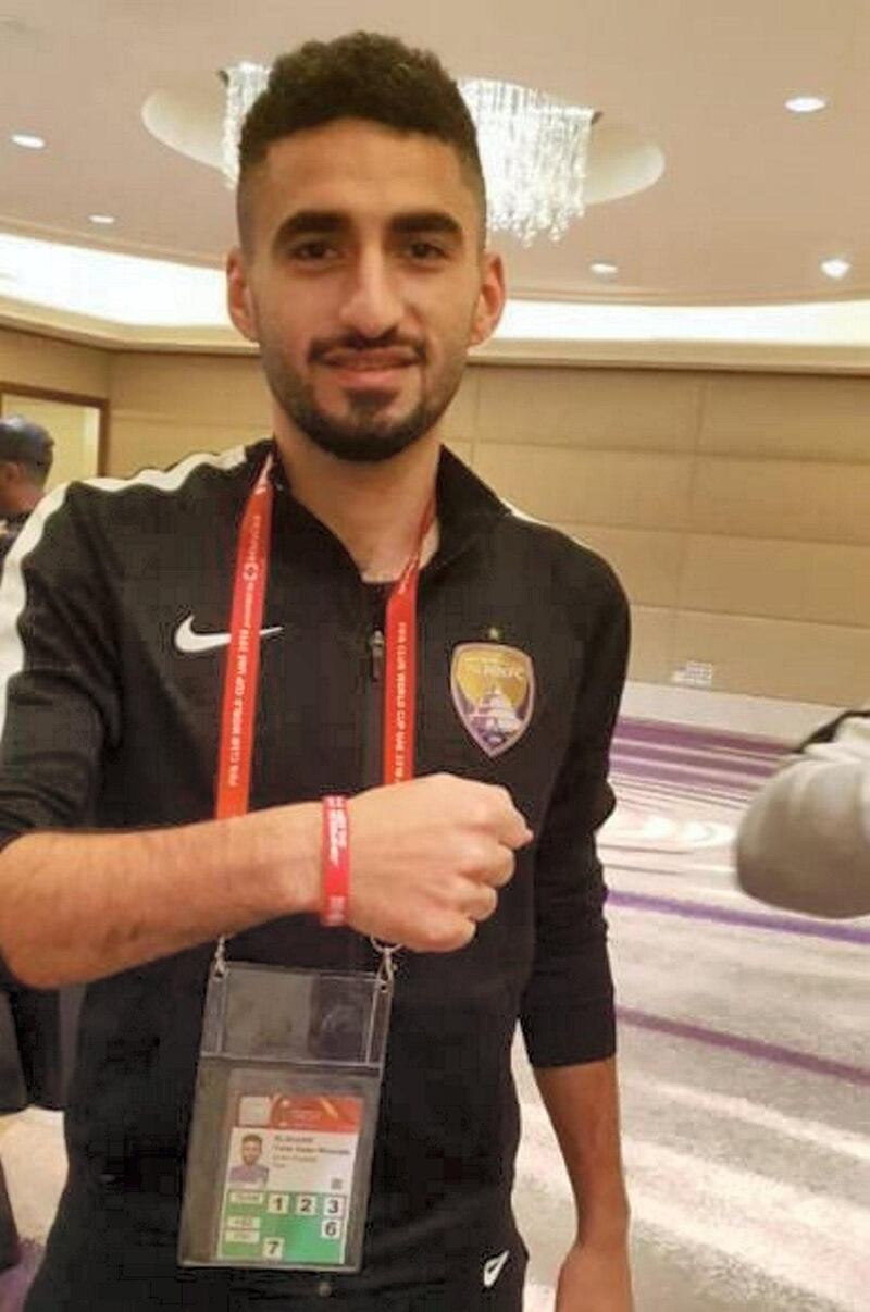 Egyptian Midfielder Yahia Nader, who plays for Al Ain FC, wears his Special Olympics wrist band before taking on Real Madrid in the Club World Cup final in Abu Dhabi. Courtesy Special Olympics Abu Dhabi World Games Twitter