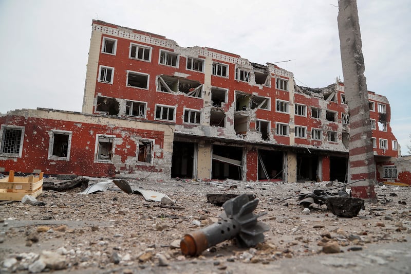 A damaged building in the town of Rubizhne. Reuters