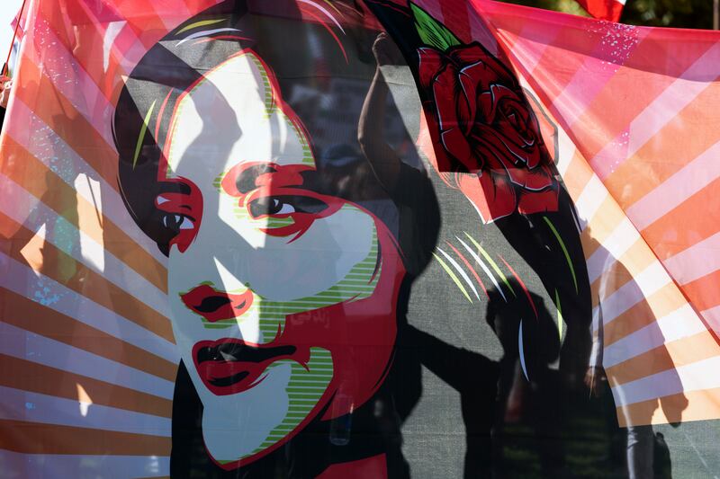 Demonstrators at the National Mall protest against the Iranian regime in Washington on October 22, following the death of Mahsa Amini. AP Photo