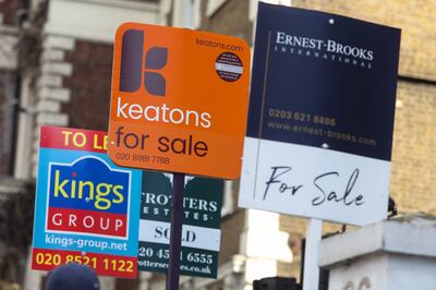 Estate agents "For Sale", "Sold" and "To Let" signs outside residential properties in London, UK. House prices forecast to fall in 2023. Photographer: Chris Ratcliffe / Bloomberg