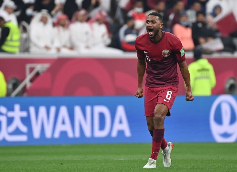 Abdulaziz Hatem celebrates after scoring the fourth. EPA