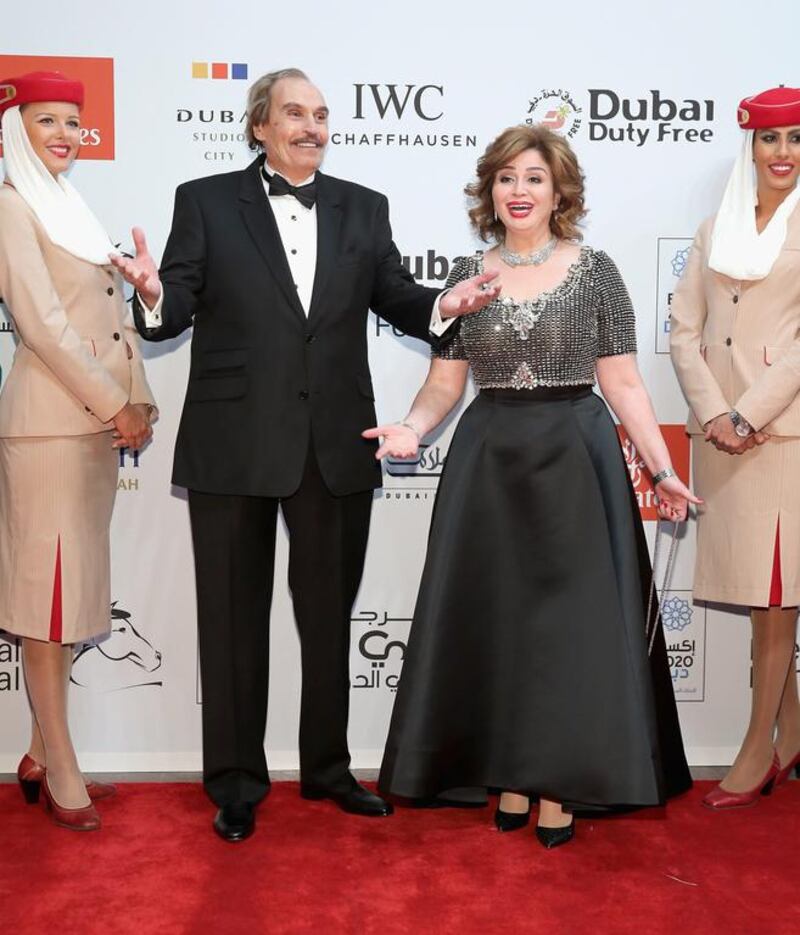 Ezzat El Alayli, who was presented a lifetime achievement award, attends the opening night gala of Room, at the Dubai International Film Festival. Neilson Barnard / Getty Images