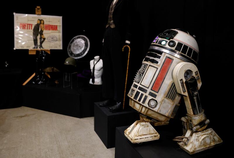 A R2-S8 droid from the Star Wars film, 'Solo: A Star Wars Story', is seen at a preview of a movie and TV memorabilia auction. Reuters
