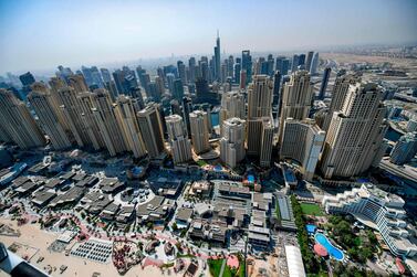 An aerial view of the Marina Beach in Dubai. The Dubai Land Department's fractional title deed programme will offer cheaper options to small property investors. AFP