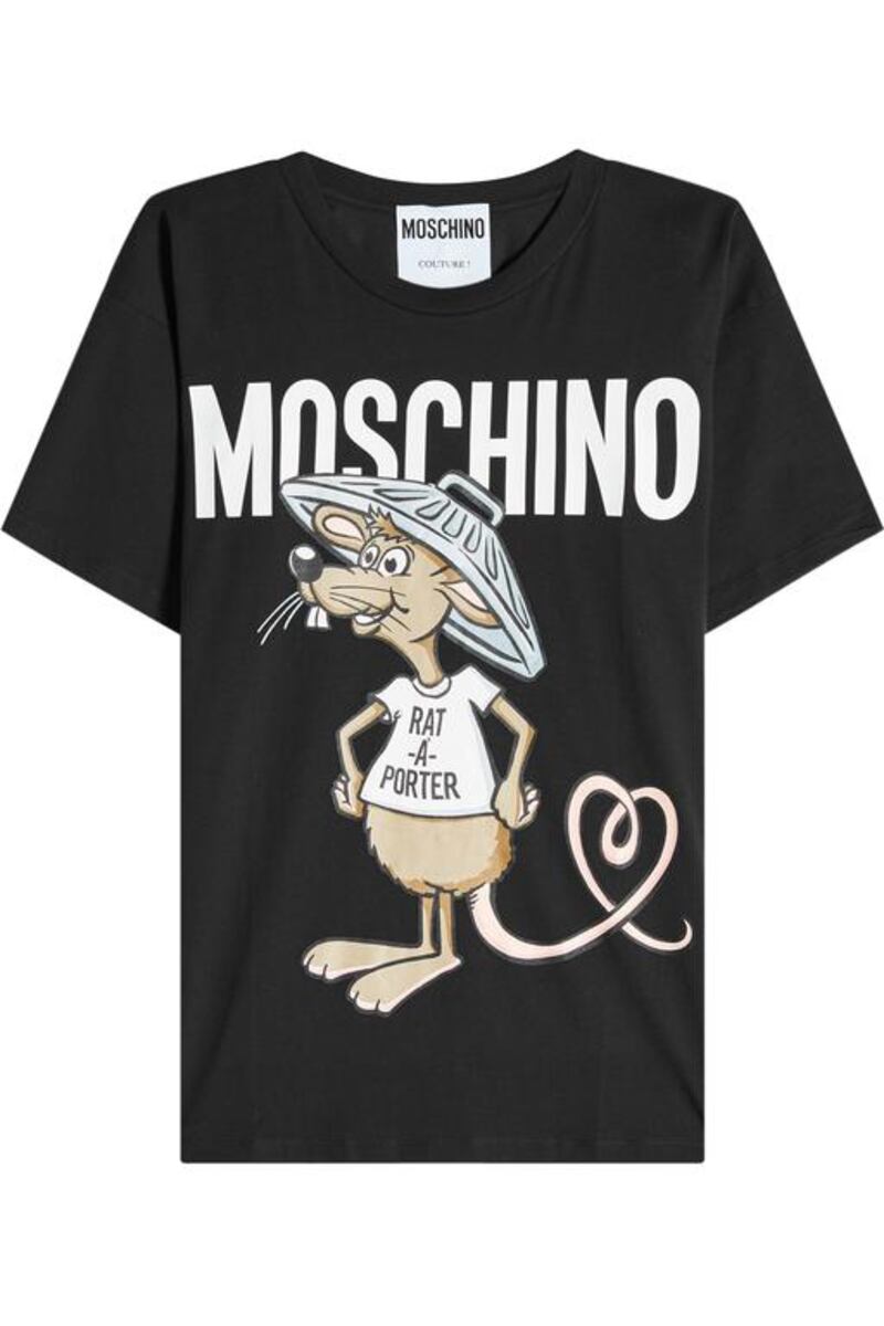 This Moschino T-shirt is from the brand’s autumn/winter 2017 runway capsule available now at Stylebop.com. Courtesy of Stylebop