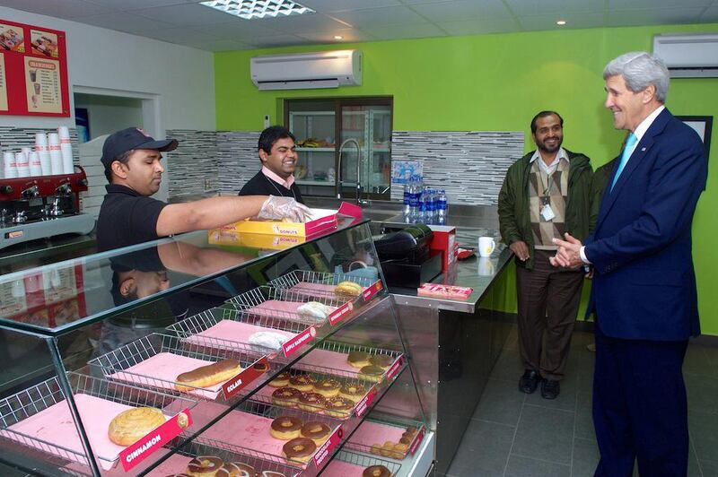 US secretary of state John Kerry visits a Dunkin Donuts in Pakistan. Photo: ‏@JohnKerry 