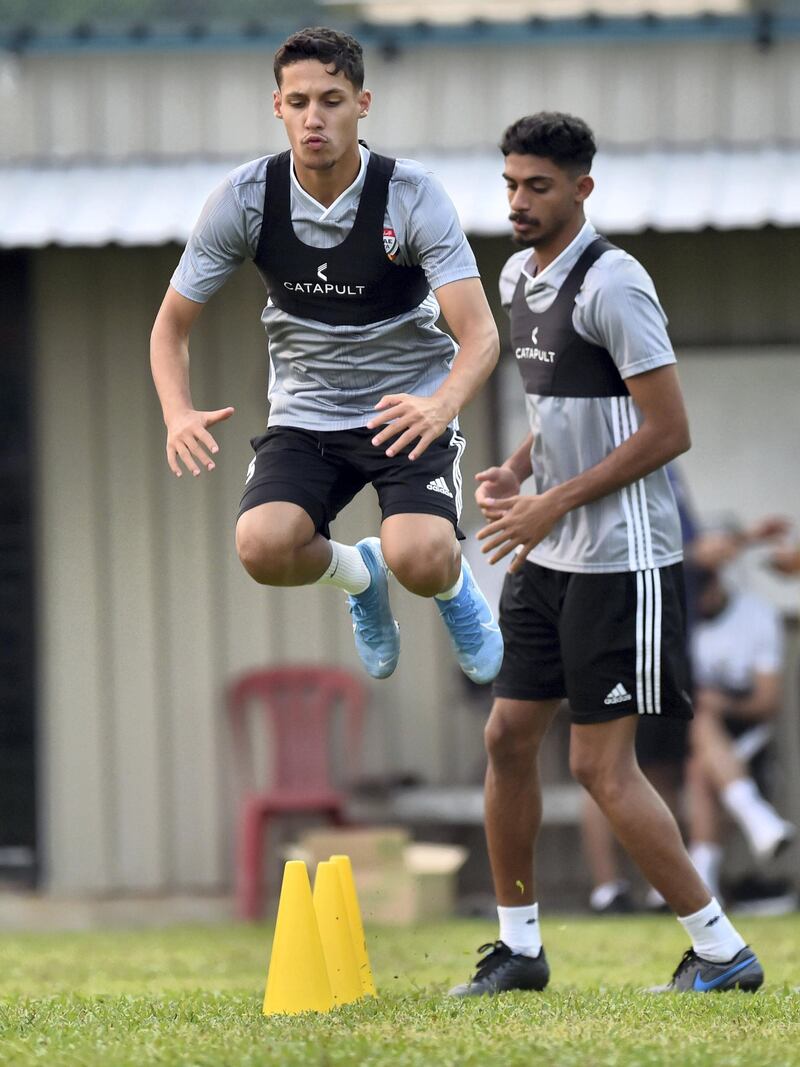 The UAE national team train in Shah Alam ahead of Tuesday's World Cup qualification opener against Malaysia in Kuala Lumpur. The match represents new manager Bert van Marwijk's first competitive fixture in charge. Courtesy UAE FA