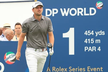 Bernd Wiesberger on the 1st tee during Day 1 of the DP World Tour Championship in Dubai. Getty