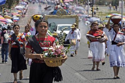 People commemorate the Battle of Puebla in Puebla state, Mexico, last year. EPA